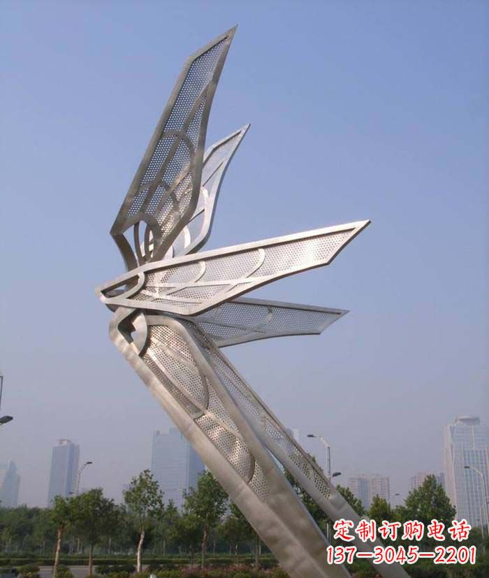 安阳公园不锈钢蝴蝶翅膀雕塑