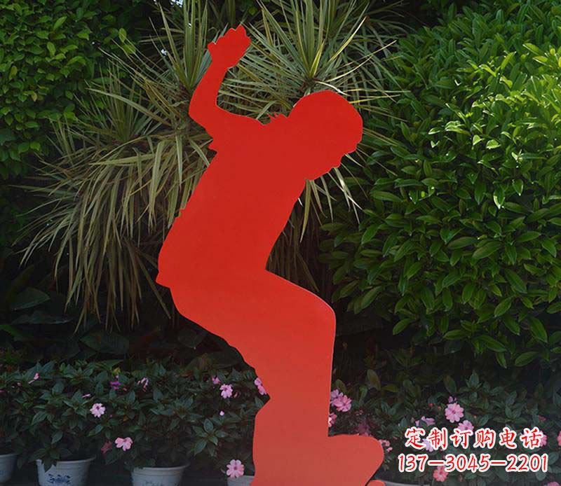 安阳公园不锈钢滑板男孩运动雕塑