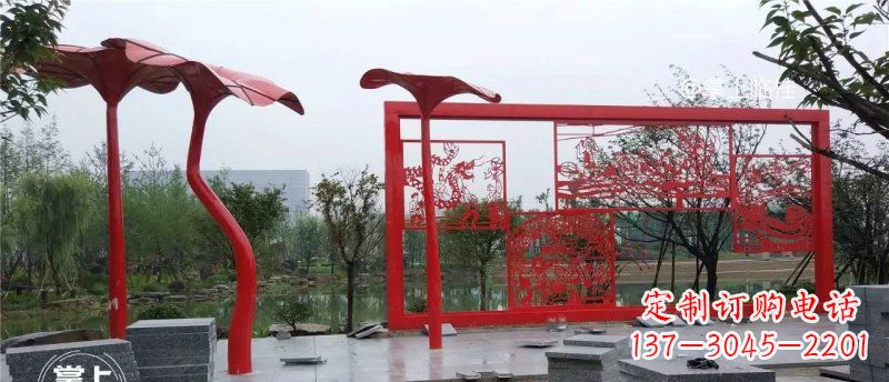 安阳公园不锈钢剪纸龙凤雕塑
