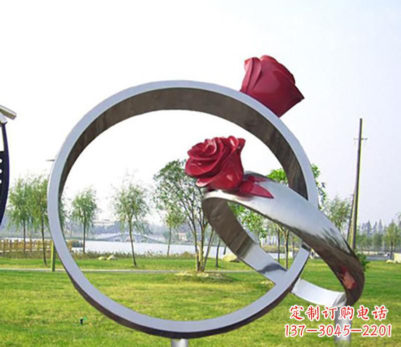 安阳公园不锈钢戒指景观雕塑