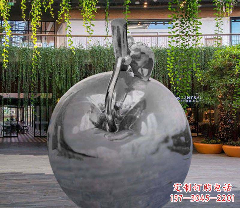 安阳公园不锈钢镜面苹果雕塑