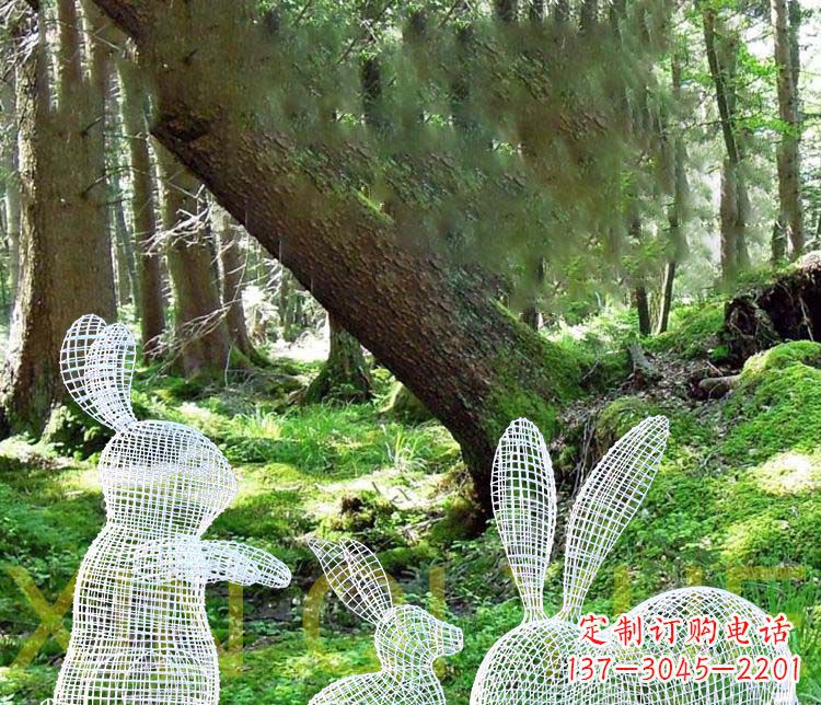 安阳公园不锈钢镂空兔子雕塑