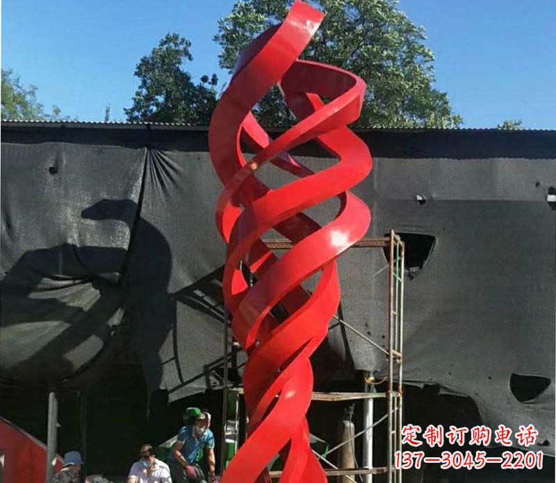 安阳公园不锈钢螺旋飘带景观雕塑1