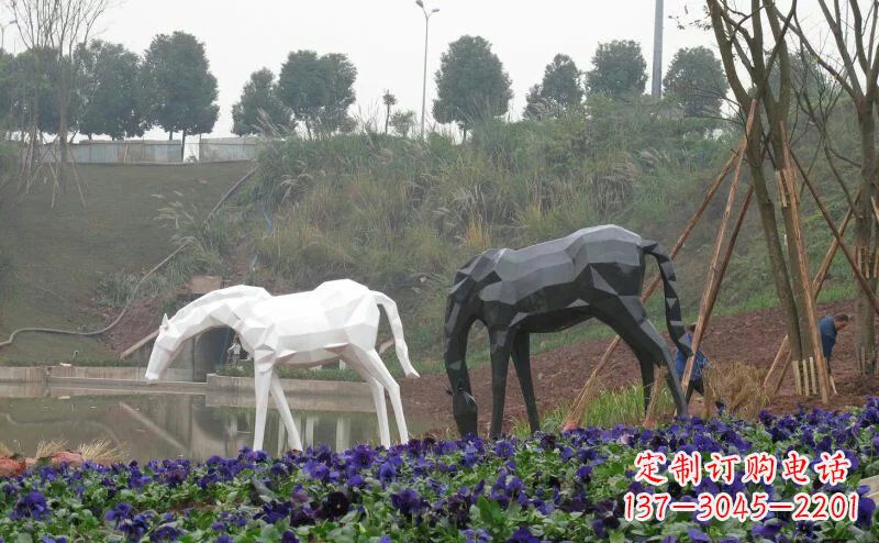 安阳公园不锈钢马动物雕塑
