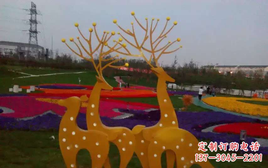 安阳不锈钢美陈动物鹿雕塑