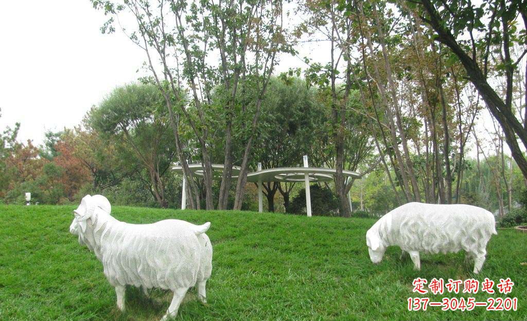 安阳公园不锈钢绵羊造型雕塑