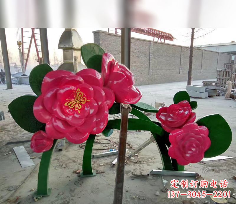 安阳公园不锈钢牡丹花景观雕塑