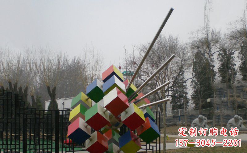 安阳公园不锈钢魔方雕塑