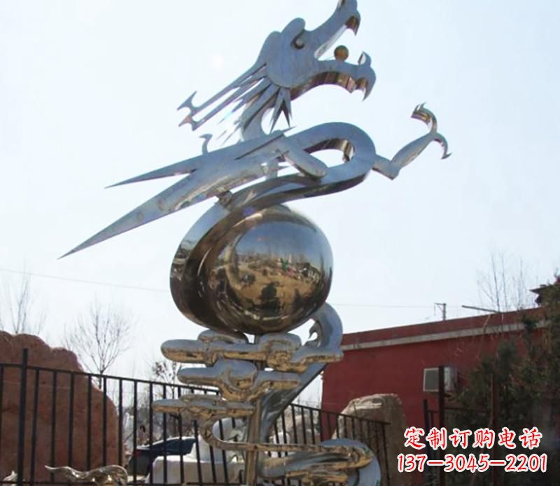 安阳公园不锈钢盘龙之球景观雕塑