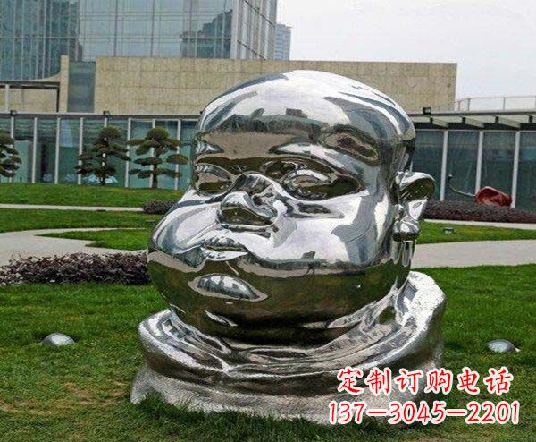 安阳公园不锈钢胖娃娃头像雕塑