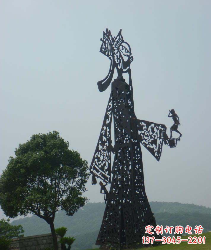 安阳公园不锈钢皮影戏人物雕塑