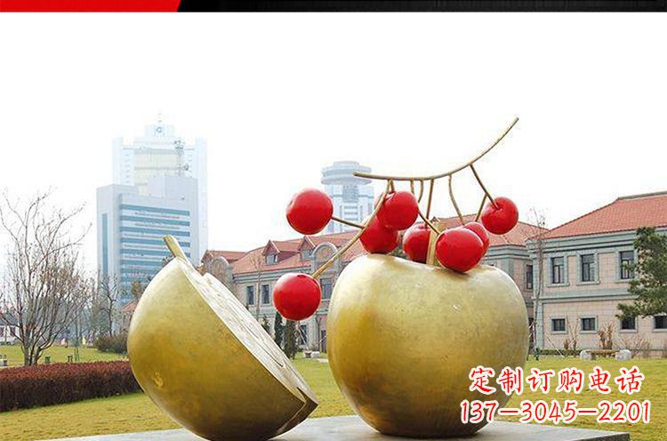 安阳公园不锈钢苹果樱桃雕塑