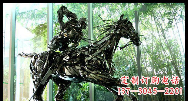 安阳公园不锈钢骑马的人雕塑