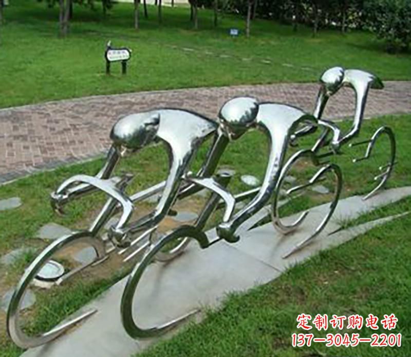 安阳公园不锈钢骑自行车抽象雕塑