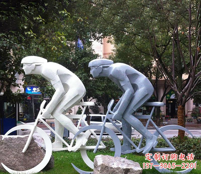 安阳公园不锈钢骑自行车摆件雕塑