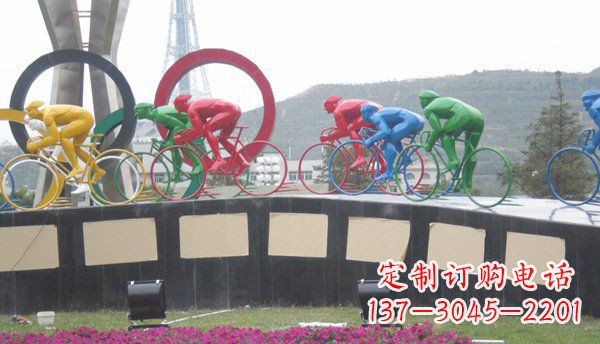 安阳公园不锈钢骑自行车雕塑 (2)