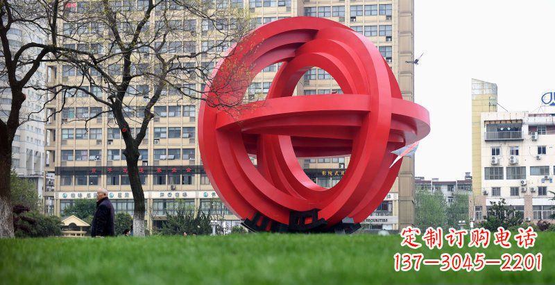安阳公园不锈钢十字交叉的圆环景观雕塑