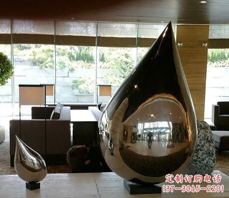 安阳公园不锈钢水滴球景观雕塑