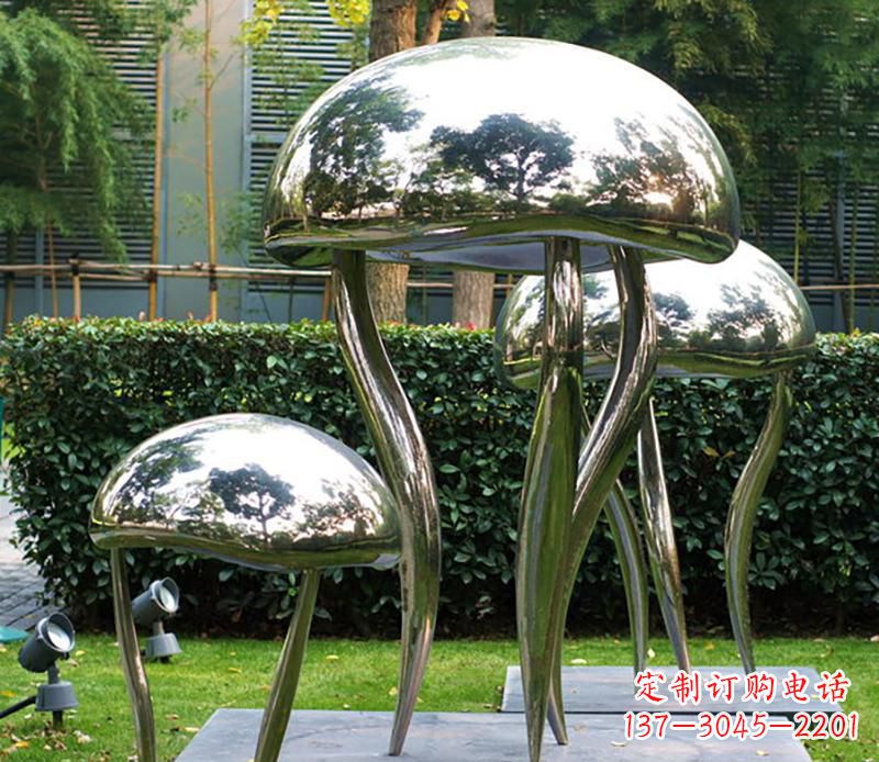 安阳公园不锈钢水母海洋动物雕塑