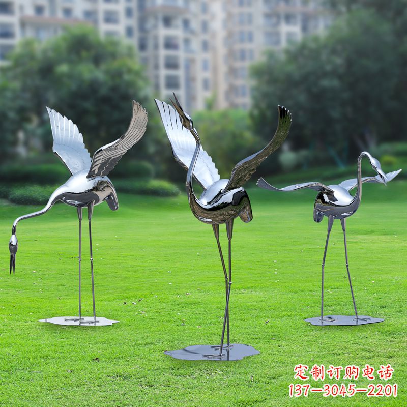安阳公园不锈钢仙鹤摆件雕塑