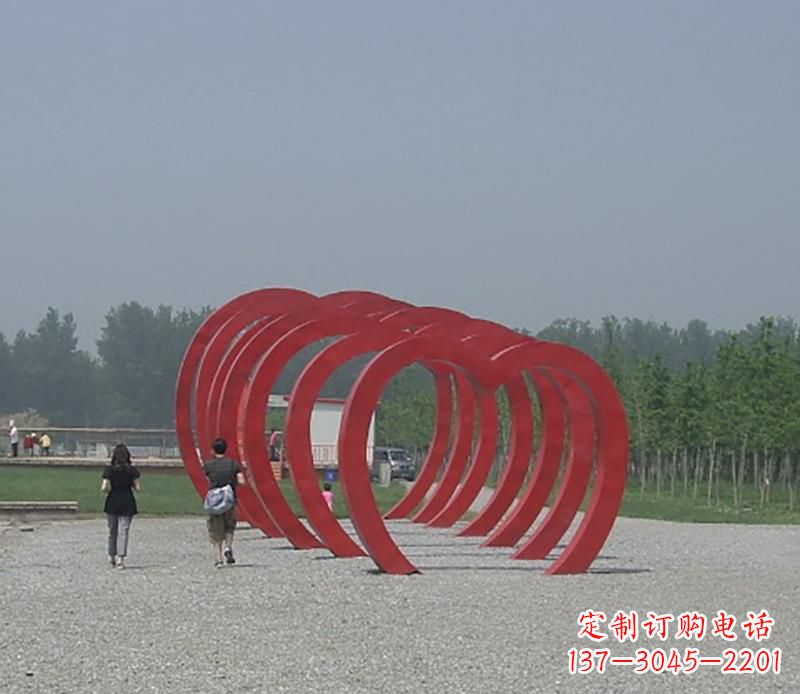 安阳公园不锈钢心形拱门景观雕塑