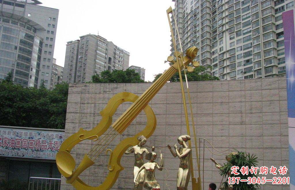 安阳公园不锈钢演奏人物大提琴雕塑