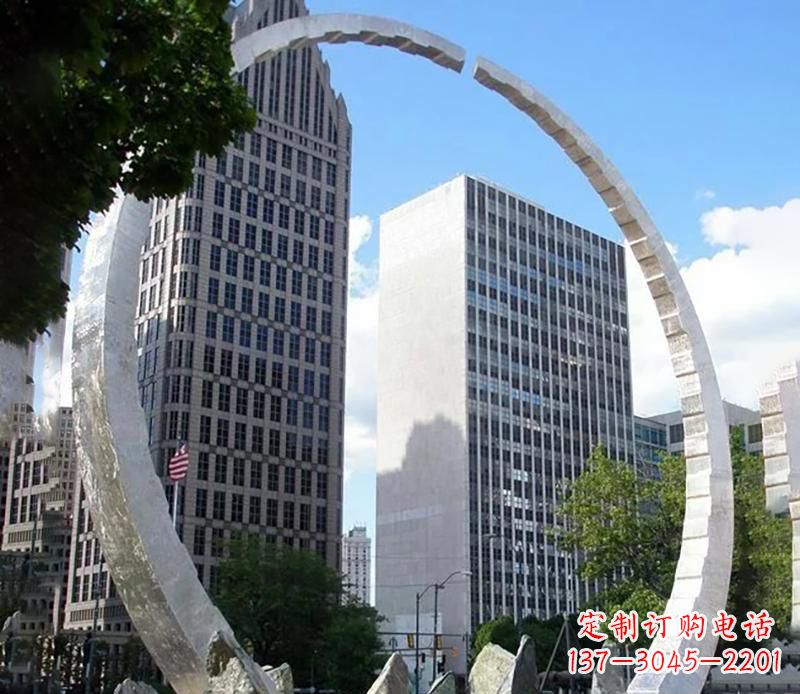 安阳公园不锈钢圆环景观雕塑