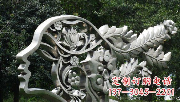 安阳公园抽象不锈钢美女头象雕塑
