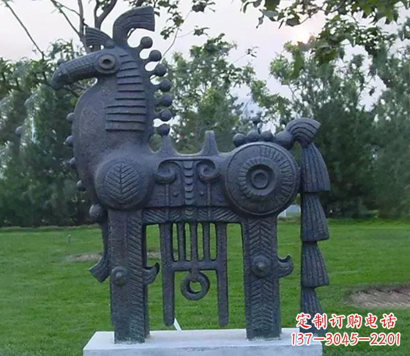 安阳公园抽象马铜雕 (2)