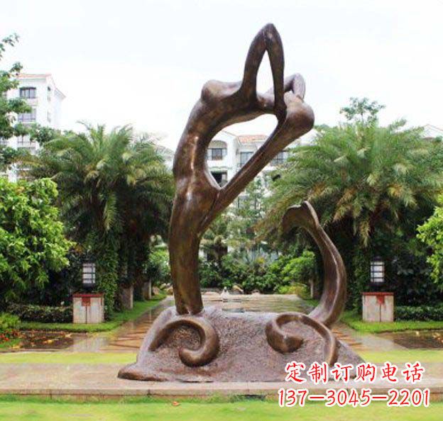 安阳公园抽象美人鱼景观铜雕