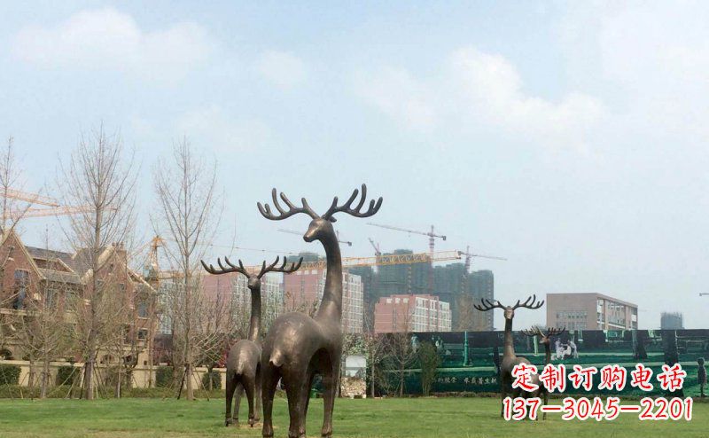 安阳公园抽象梅花鹿动物铜雕
