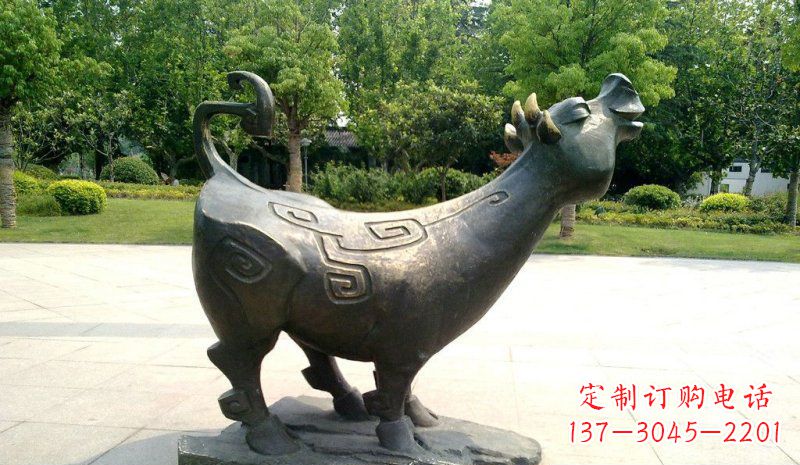 安阳公园抽象牛动物铜雕 (3)