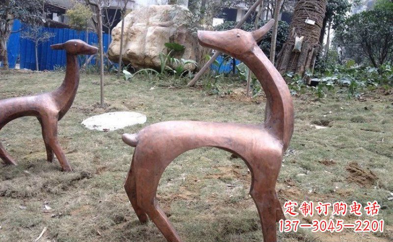 安阳公园抽象小鹿动物铜雕
