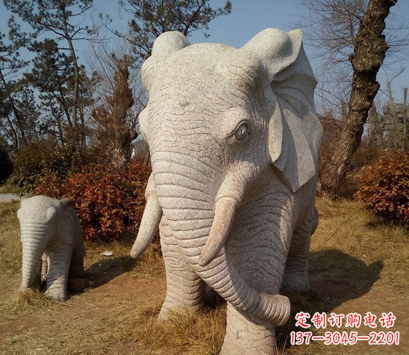 安阳公园大理石大象动物石雕 (2)