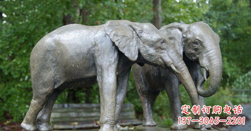 安阳公园大象动物铜雕 (2)