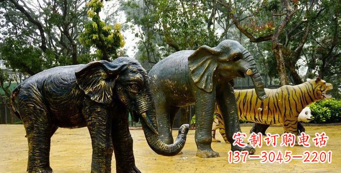 安阳公园大象动物铜雕_1