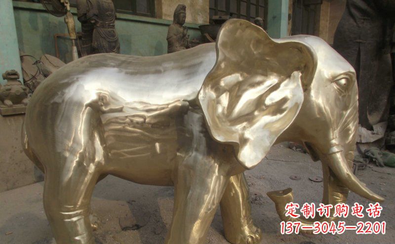 安阳公园大象动物铜雕_2