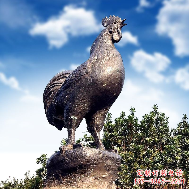 安阳公园大型铸铜酉鸡雕塑