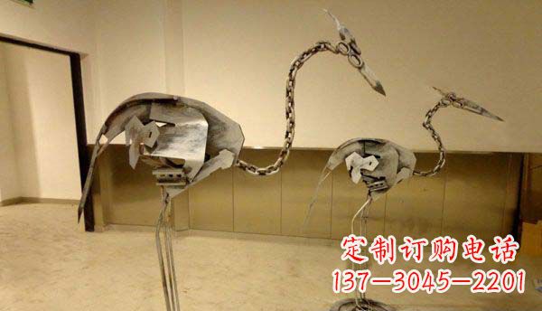 安阳公园动物不锈钢抽象仙鹤雕塑