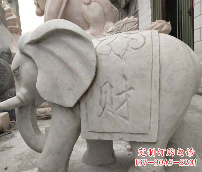 安阳公园动物大理石大象石雕 (2)