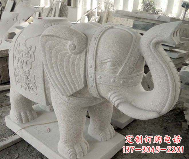 安阳公园动物大理石大象石雕 (3)