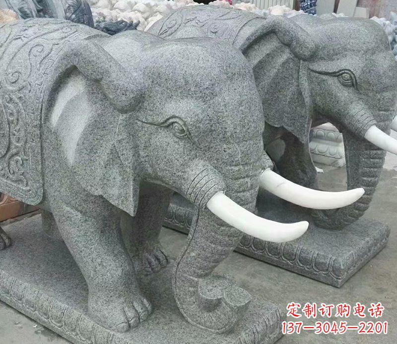 安阳公园动物大理石大象石雕 (6)