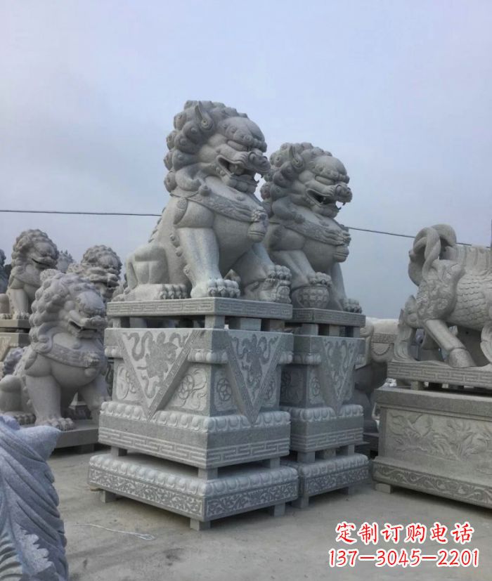安阳公园动物大理石狮子石雕 (4)