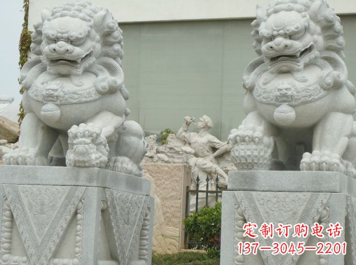 安阳公园动物大理石狮子石雕 (5)