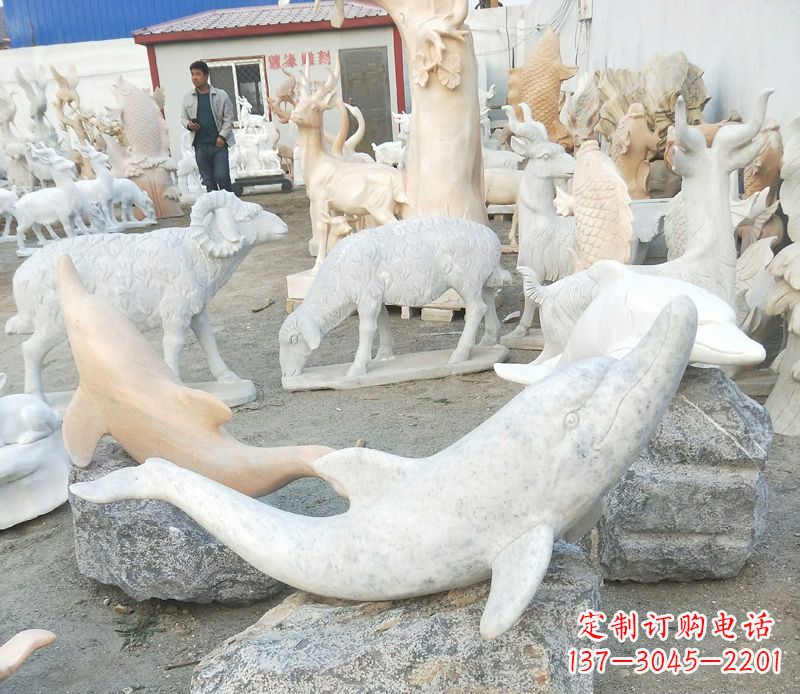 安阳公园动物海豚石雕