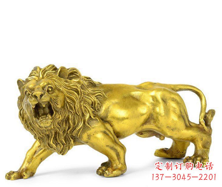 安阳公园动物黄铜鎏金狮子铜雕塑