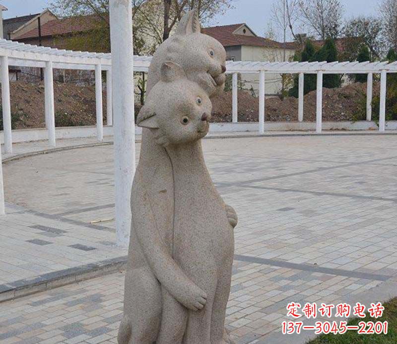 安阳公园动物小猫石雕