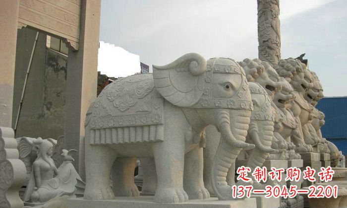 安阳公园动物招财大象石雕 (2)