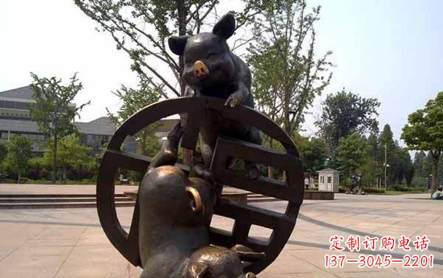 安阳公园动物猪铜雕