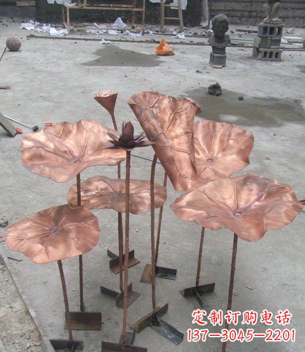 安阳公园锻铜荷花景观铜雕